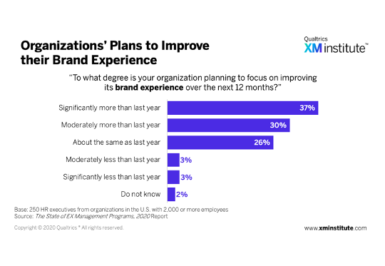 Organizations’ Plans to Improve their Brand Experience, 2020