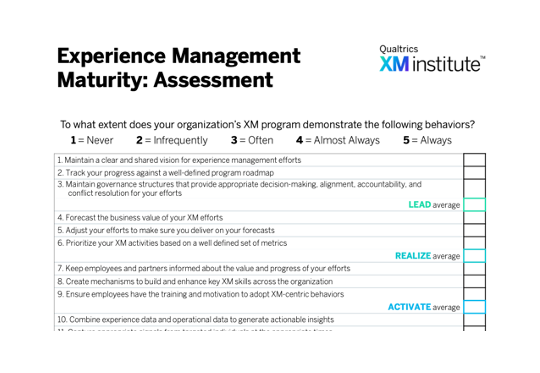 Experience Management Maturity: Assessment