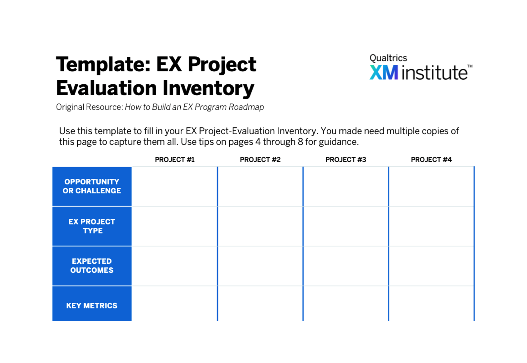 Template: EX Project Evaluation Inventory