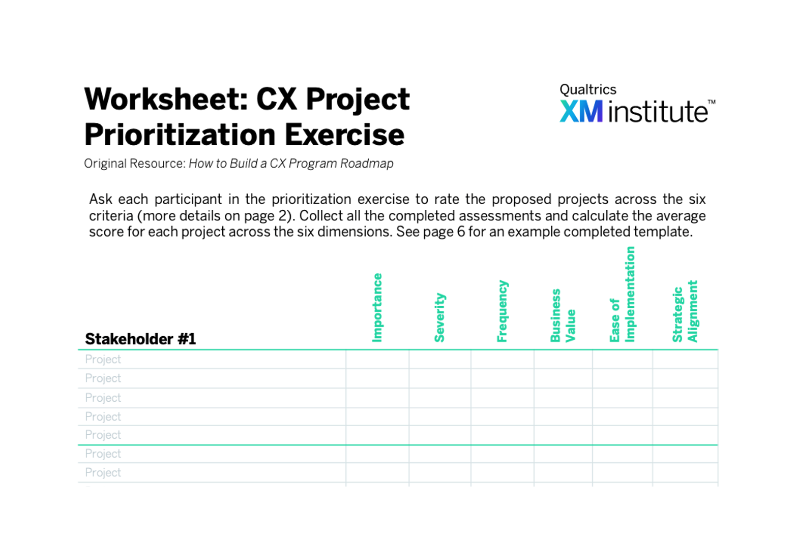 Worksheet: CX Project Prioritization Exercise