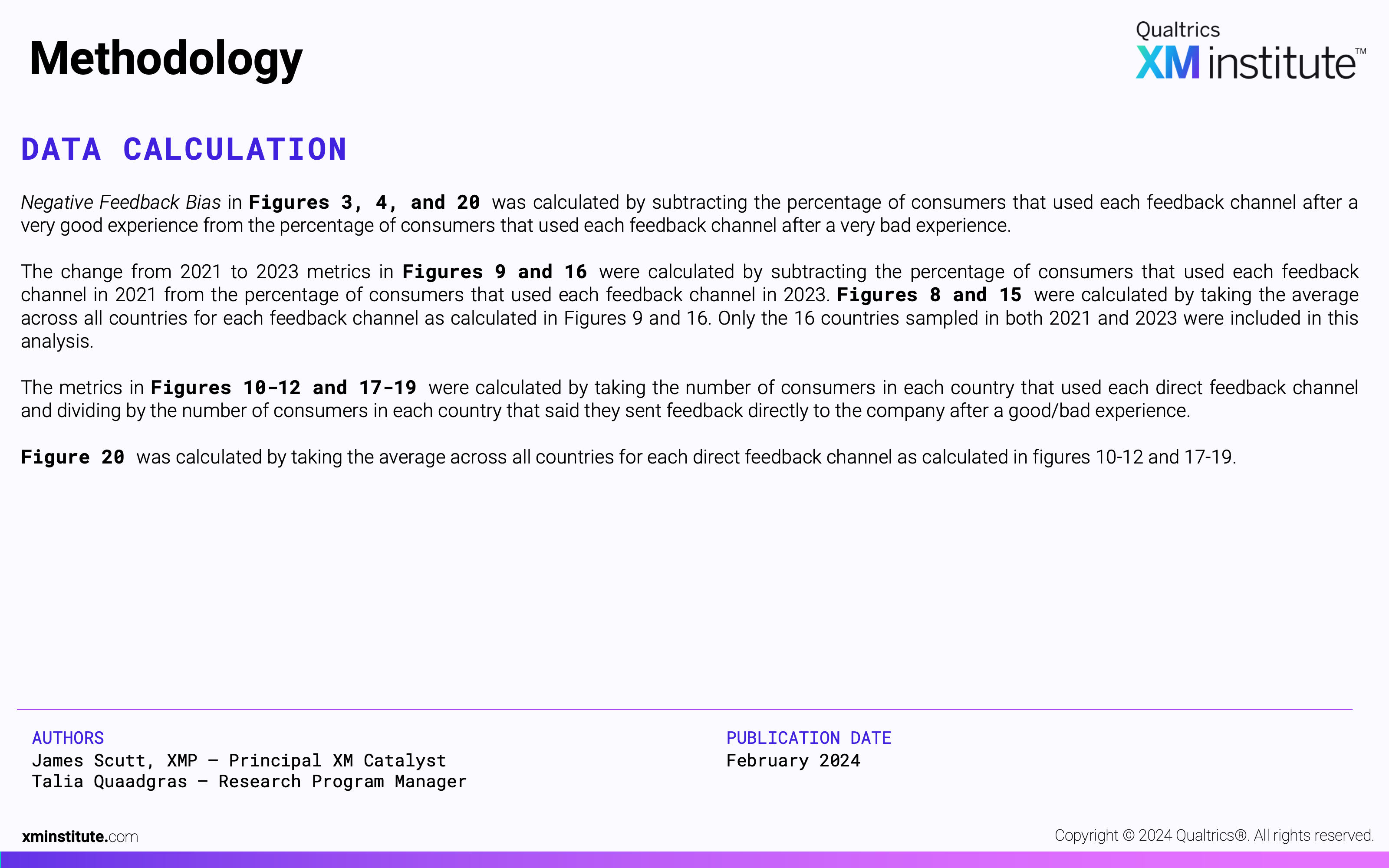 This page shows the methodology used to calculate the charts and tables in the previous figures.