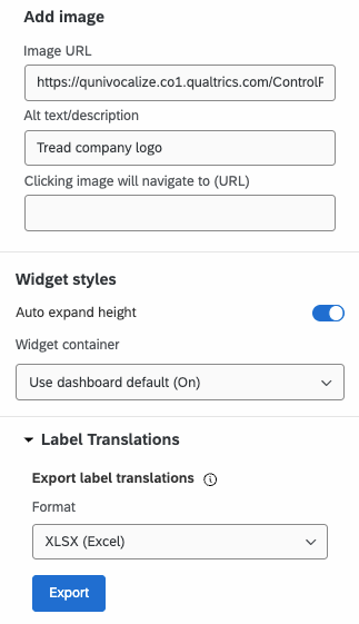 screenshot of the editing pane you see to the left of an image widget