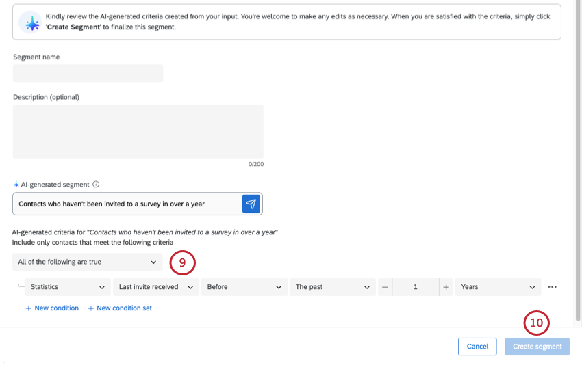 segment criteria is now filled out