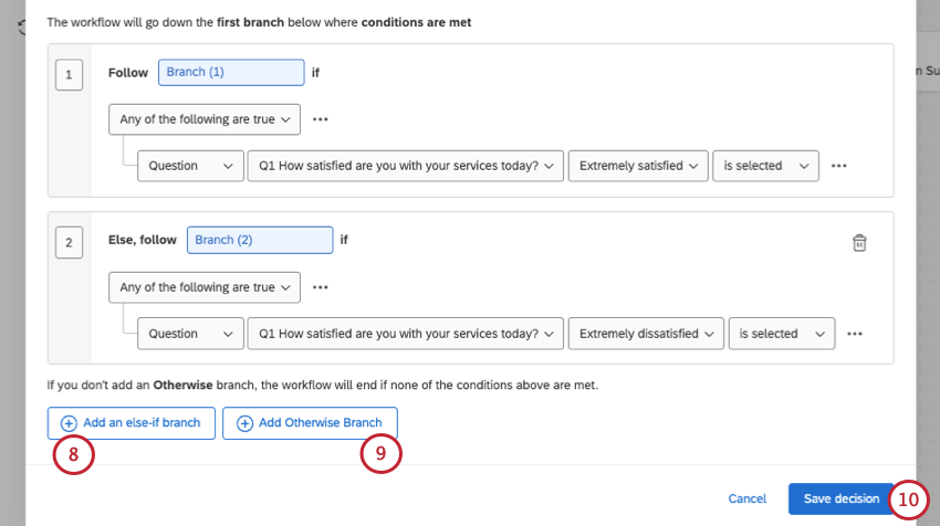 2 branches. below them, if-else branch and otherwise branch buttons