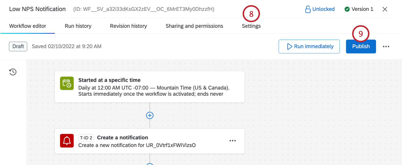 publishing the workflow