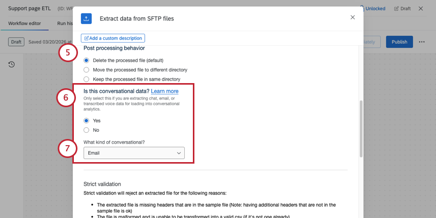 field that asks for conversational data details