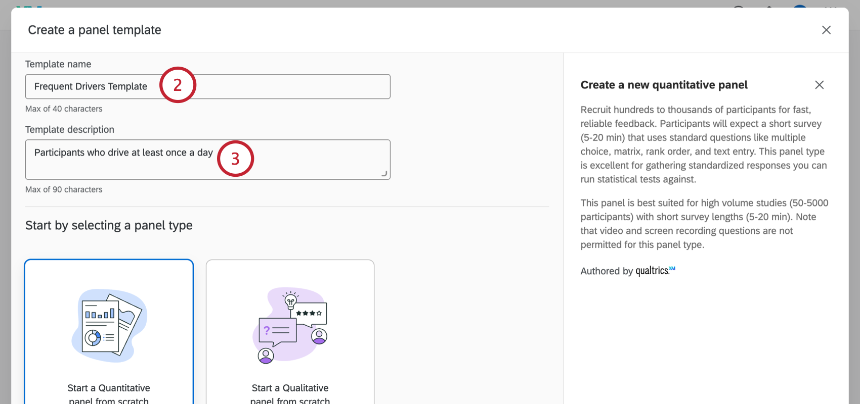 Entering a template name and description