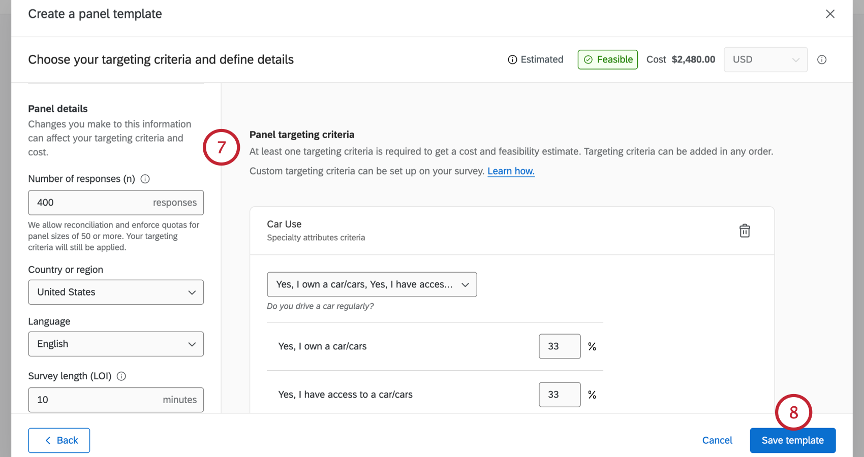 customizing the template and saving