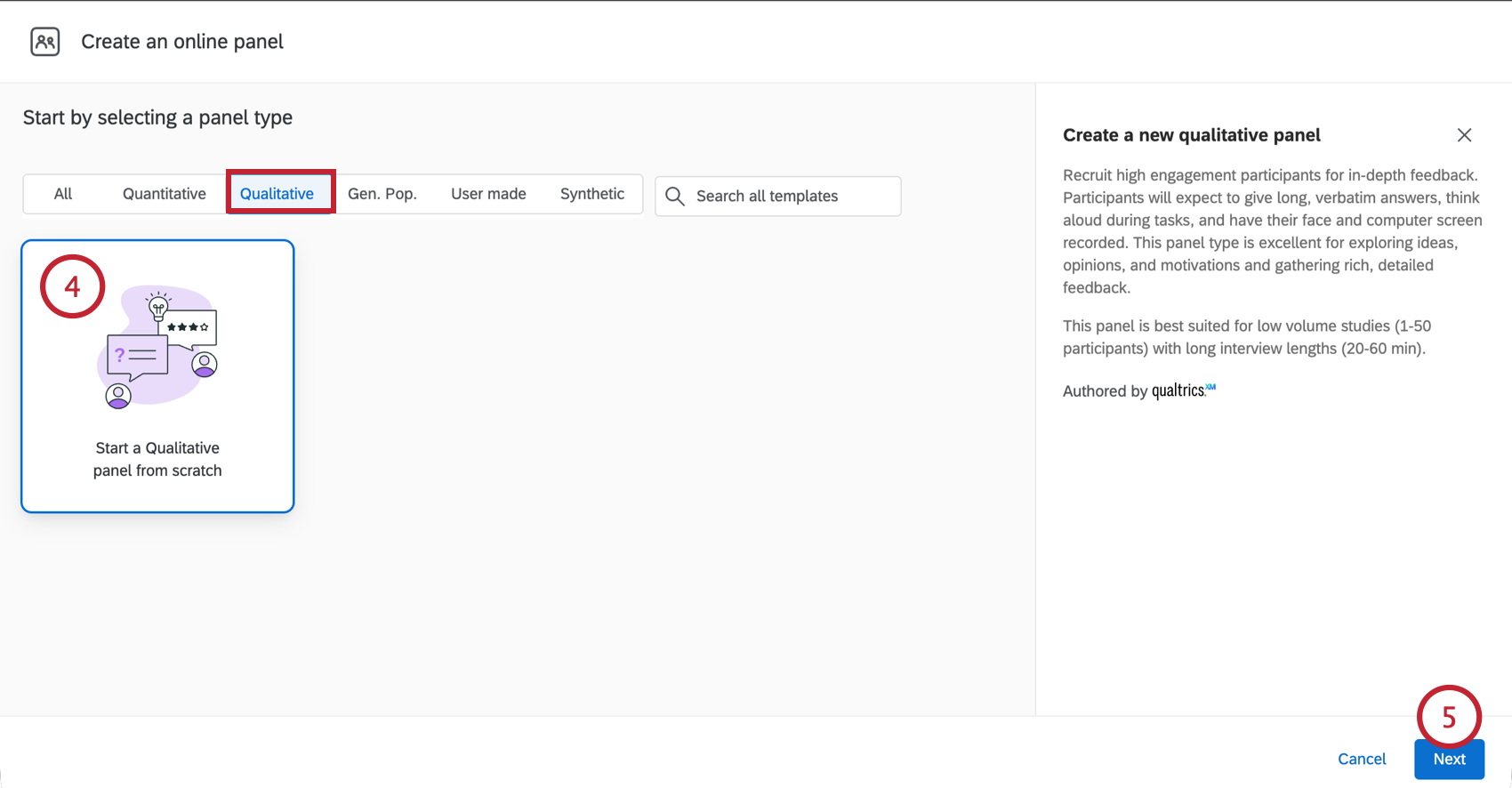 Creating a qualitative panel from scratch