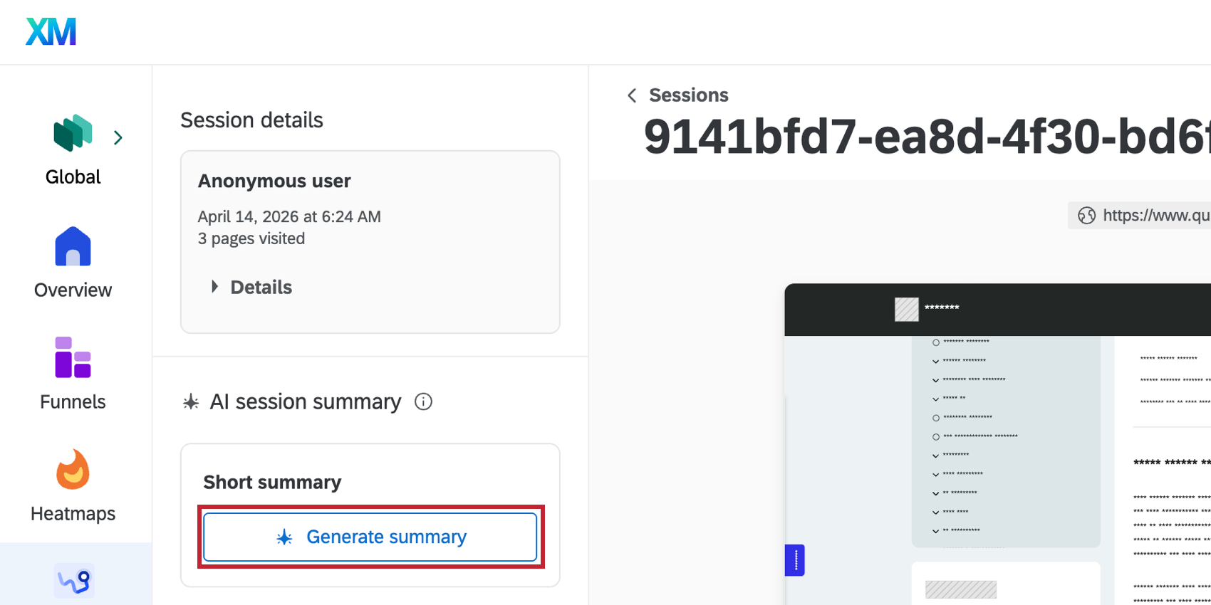 clicking Generate Summary within DXA