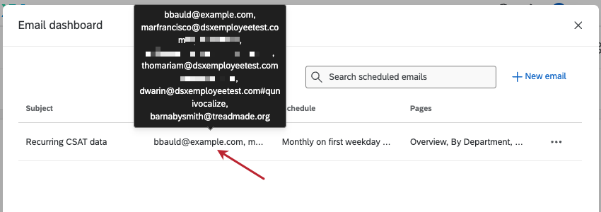 hovering over recipients and seeing a small modal open with the full list of email addresses
