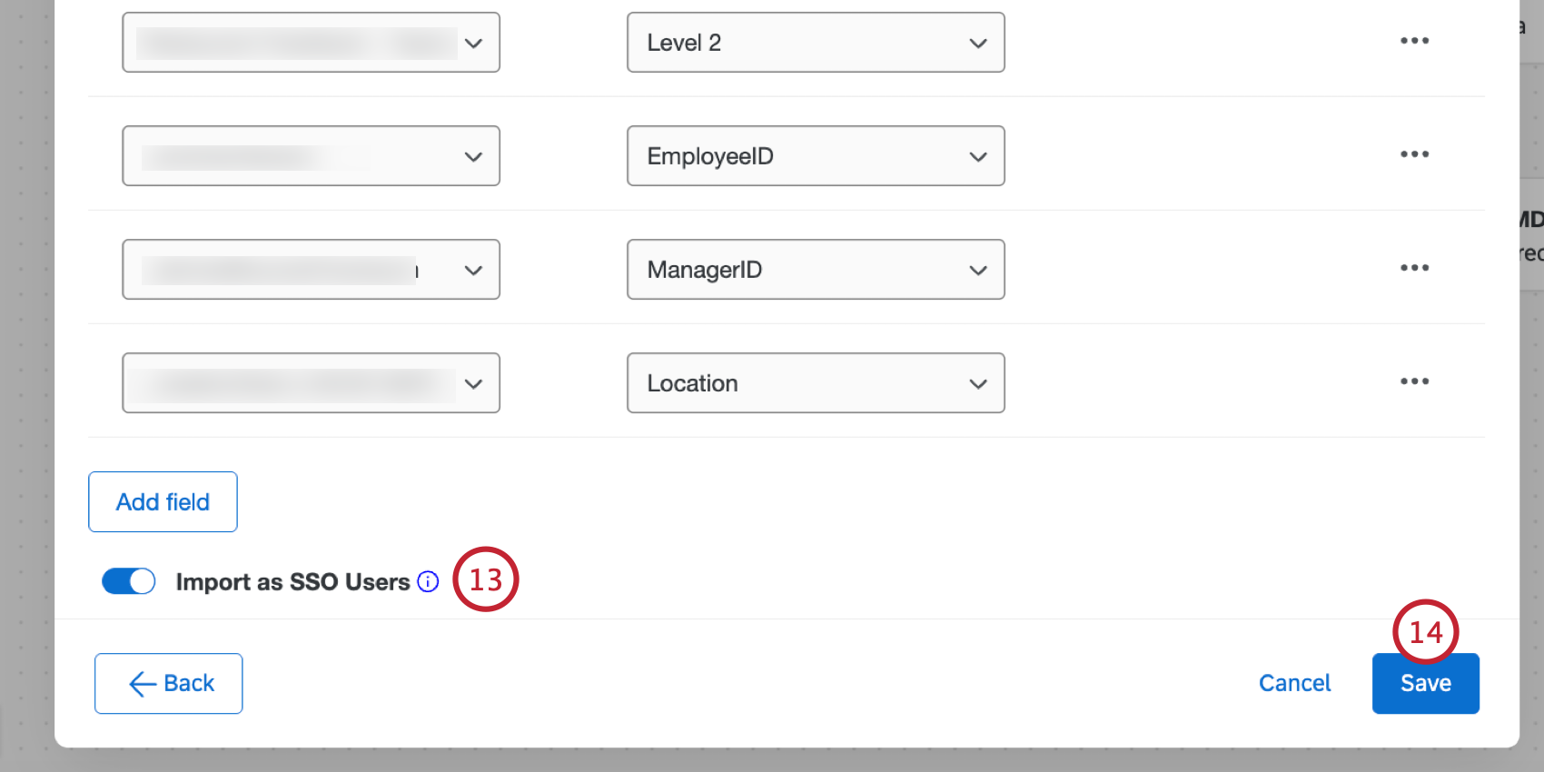 the import as sso users option