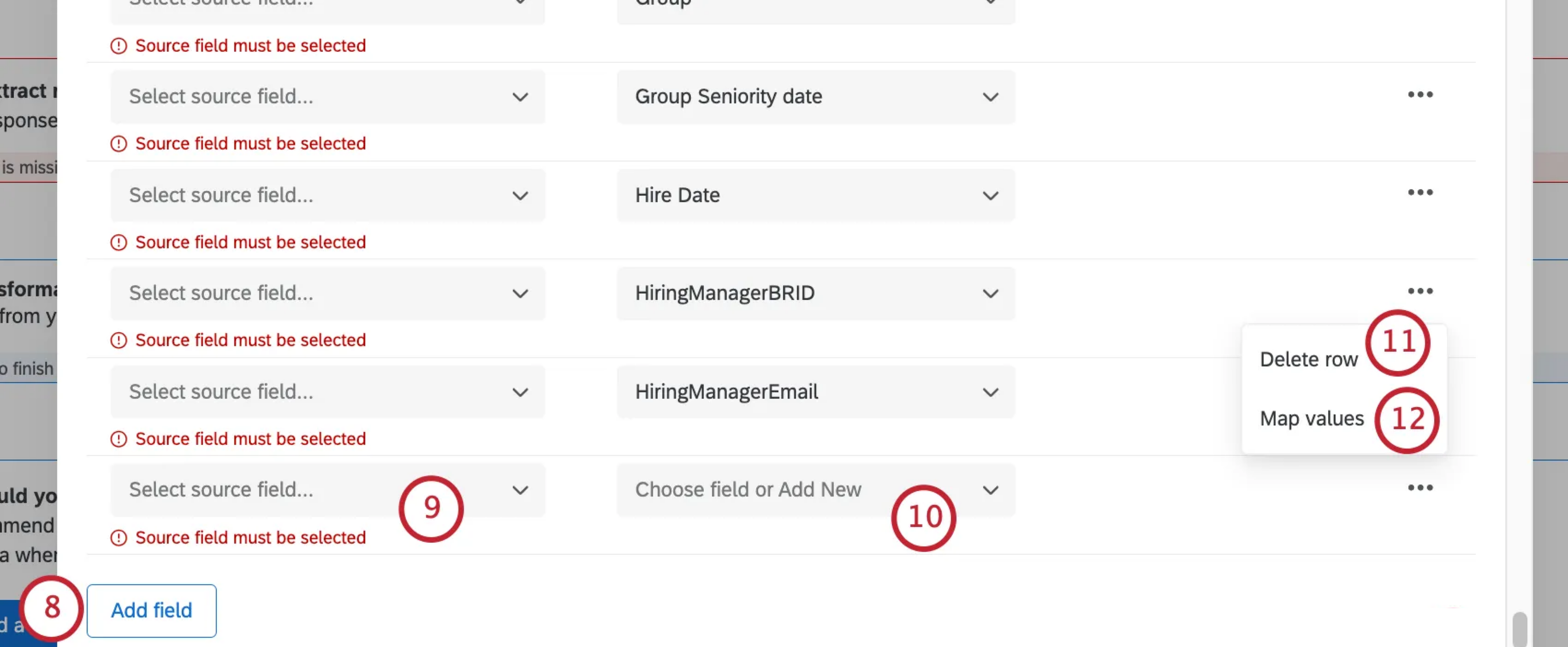 mapping fields inside the task