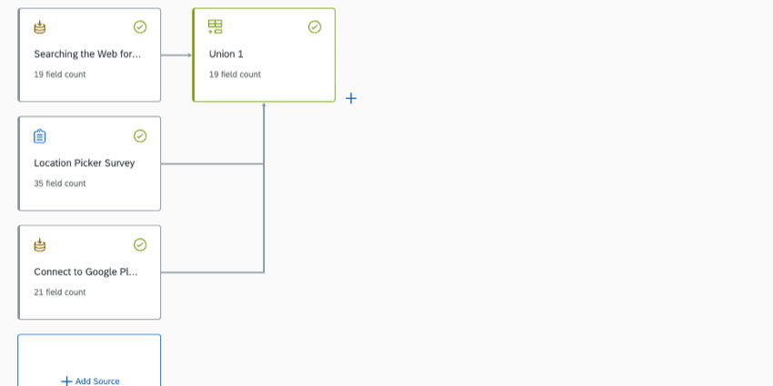 union with search the web, location picker, and google place project data