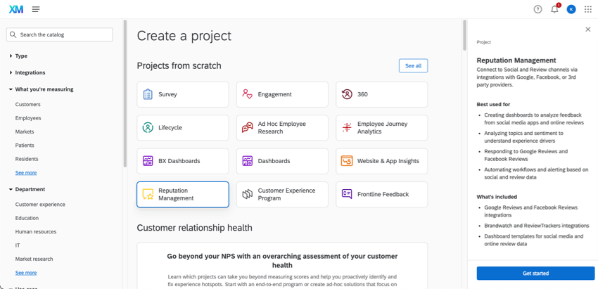catalog with reputation management selected