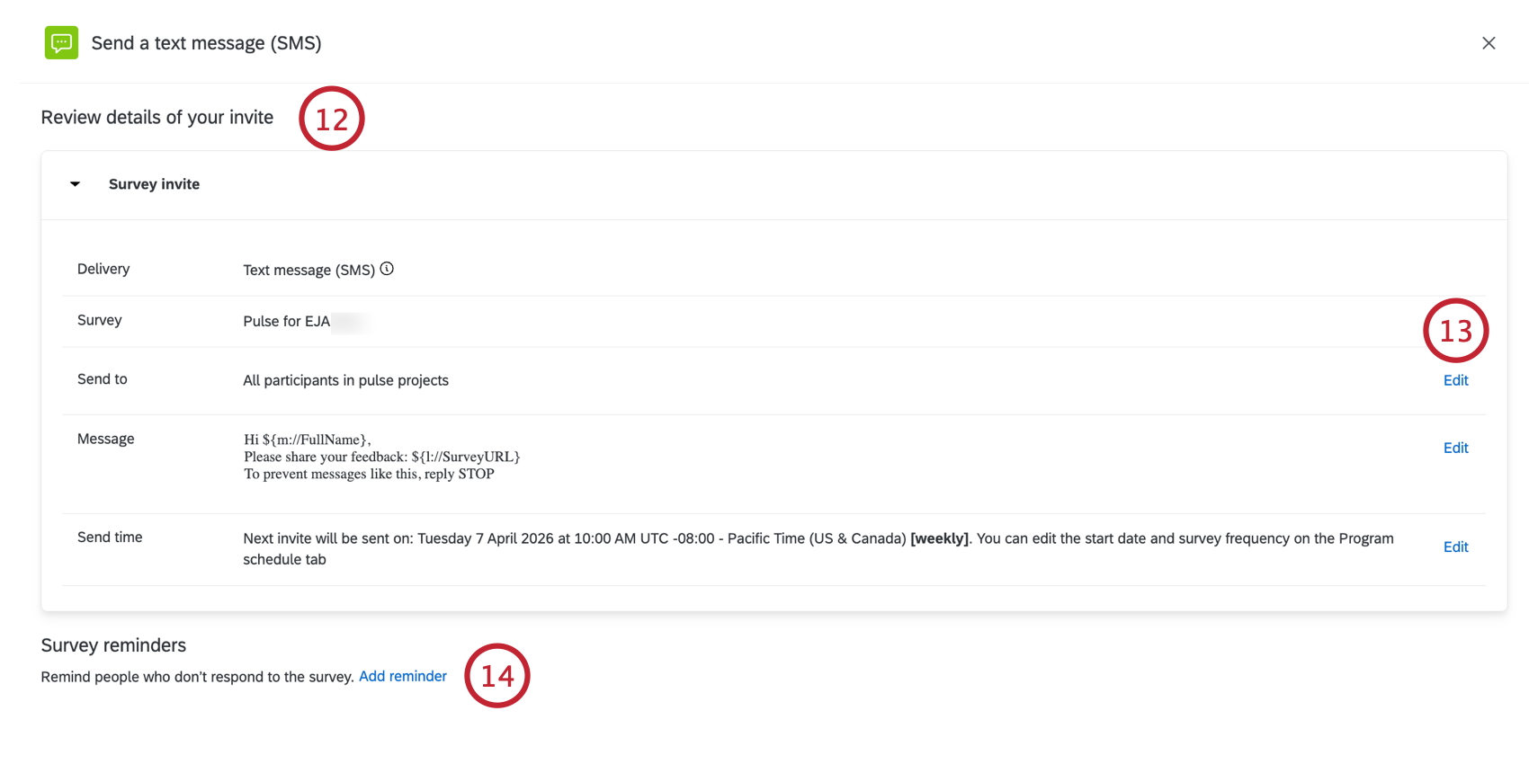 reviewing the distribution and adding a reminder
