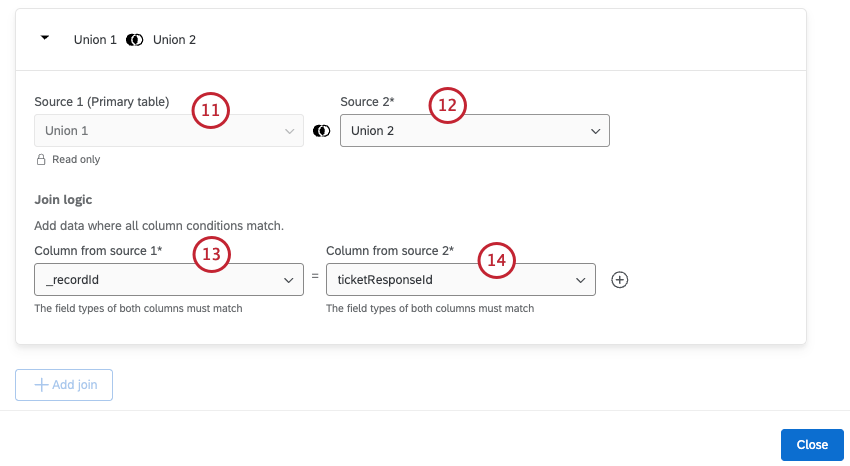 modal where a join is created between union 1 and union 2