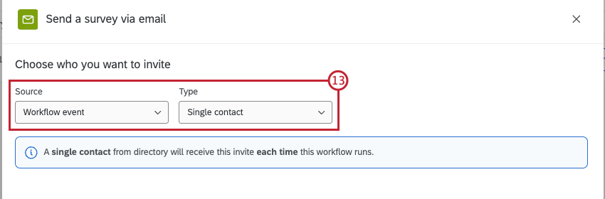 dropdowns to select source and type for the distribution recipient highlighted
