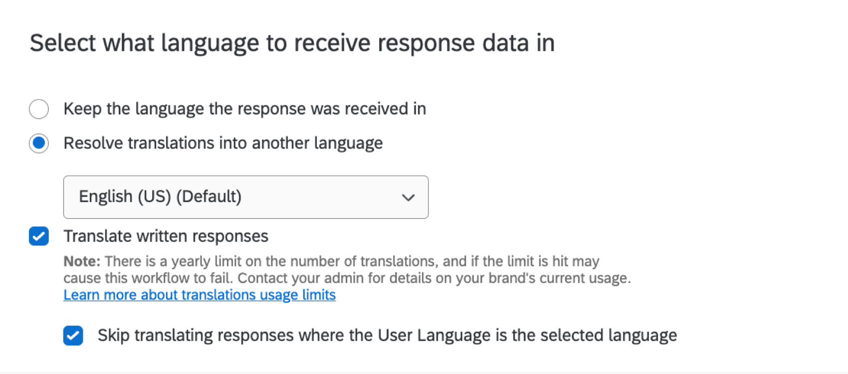 configuring translation options