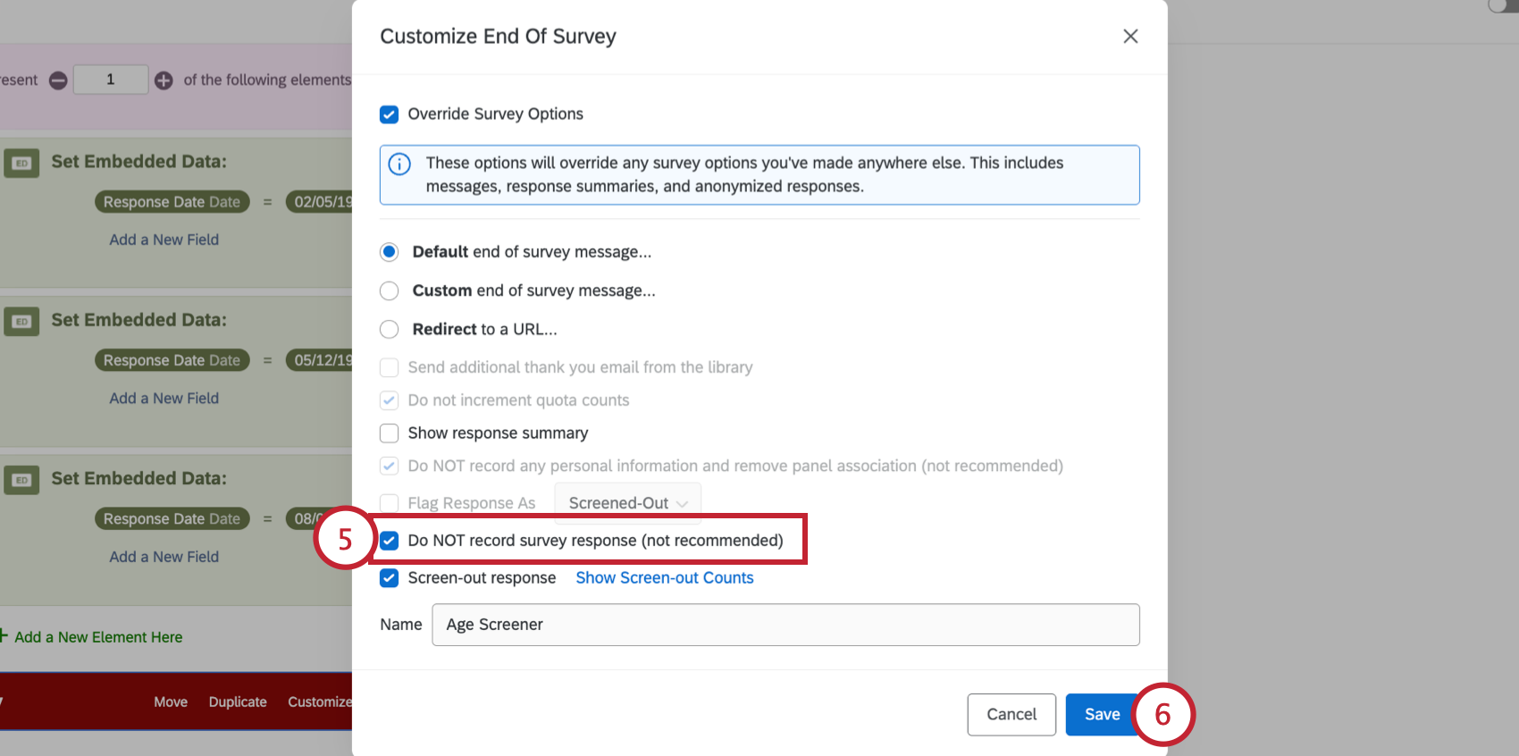 enabling the option to not record responses
