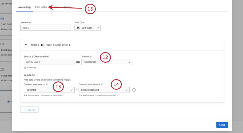 new transformation settings modal that opens, where you put all of the union details