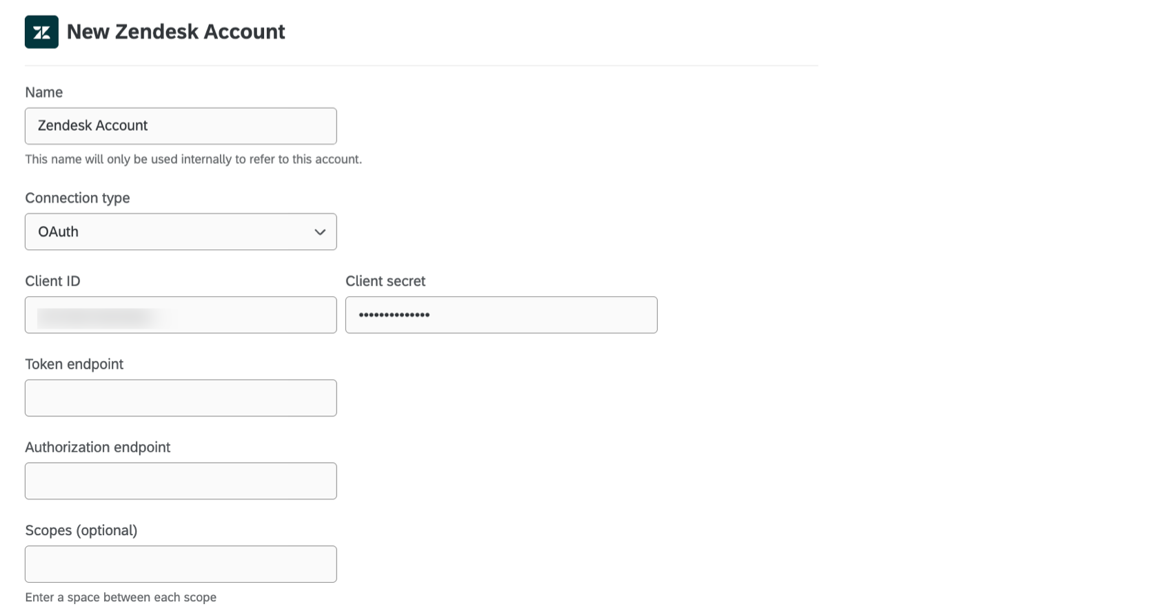 connecting a new zendesk account