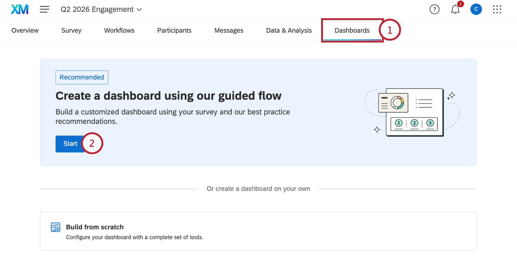 creating a new dashboard via the guided flow