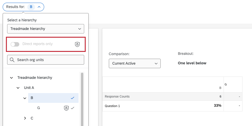 direct reports setting is grayed out