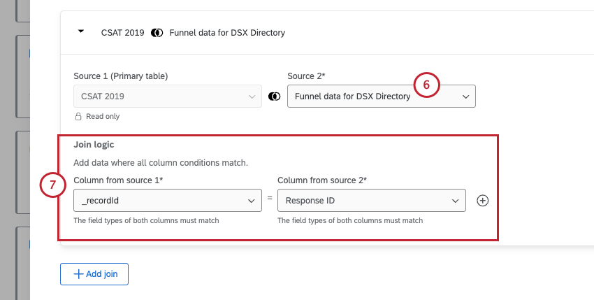join configuration for surveys and the respondent funnel