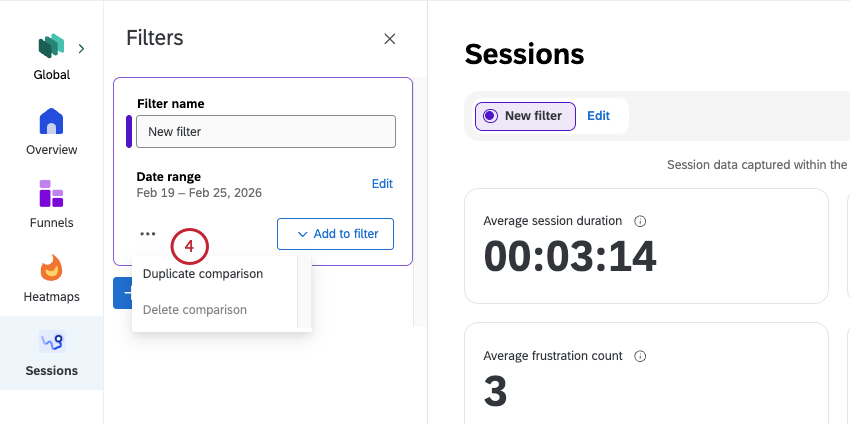 option to duplicate comparison