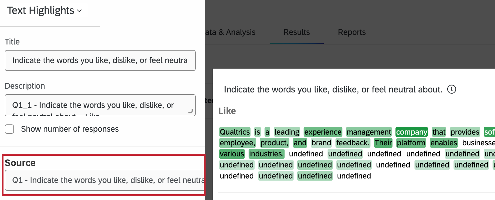 the source field within widget customization highlighted