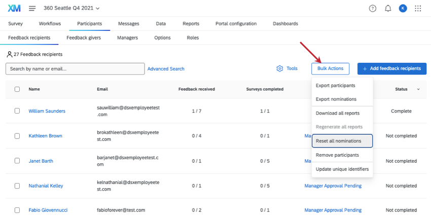 bulk actions is clicked 