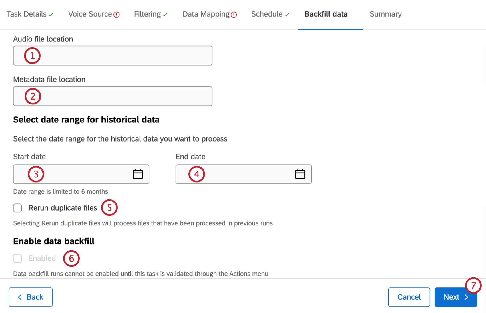 optional steps to backfill data