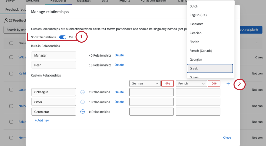 show translations button at top of relationships window