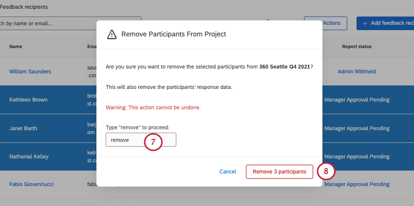 window where you type rmeove to confirm your deletion