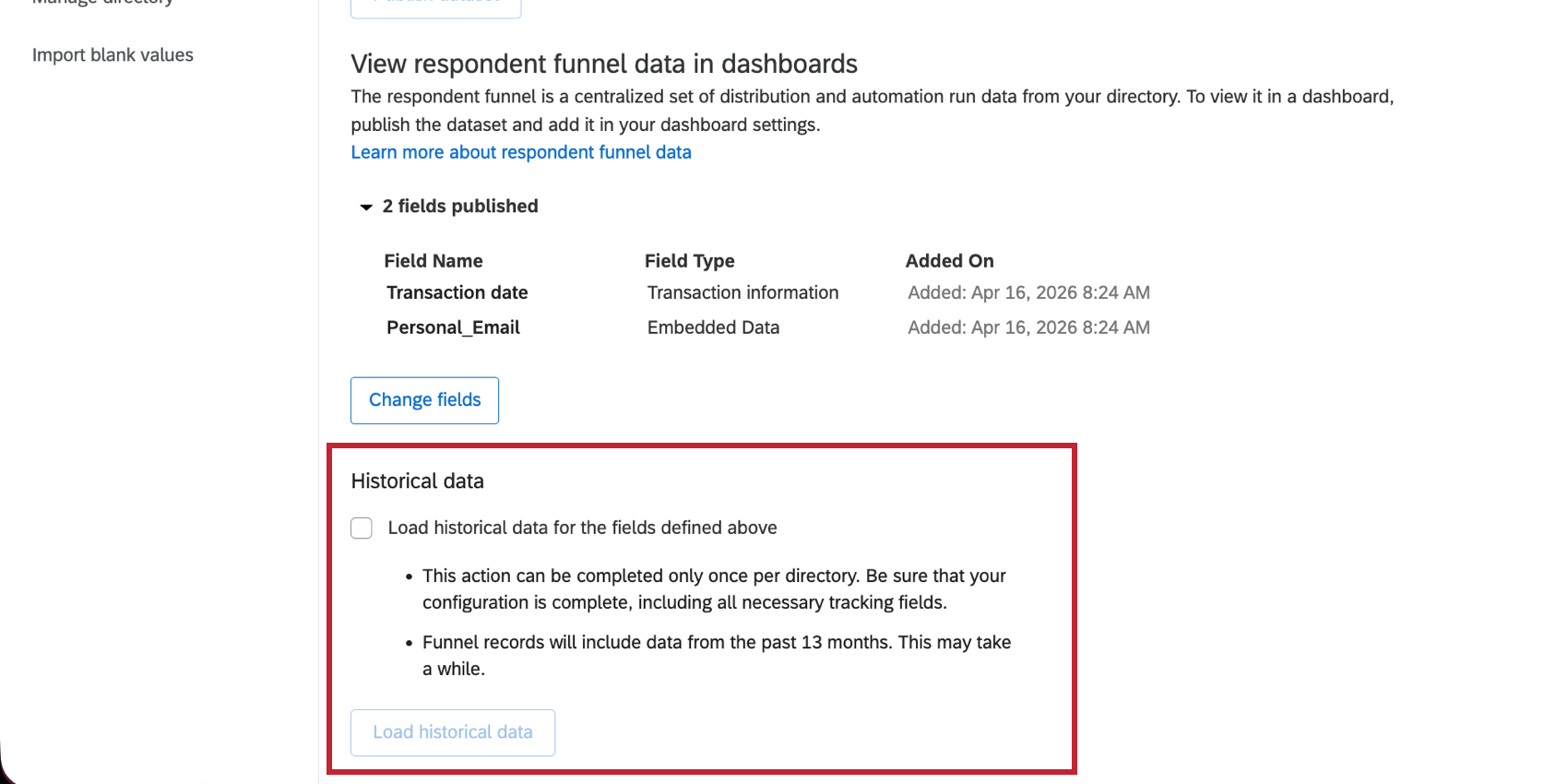 loading historical data