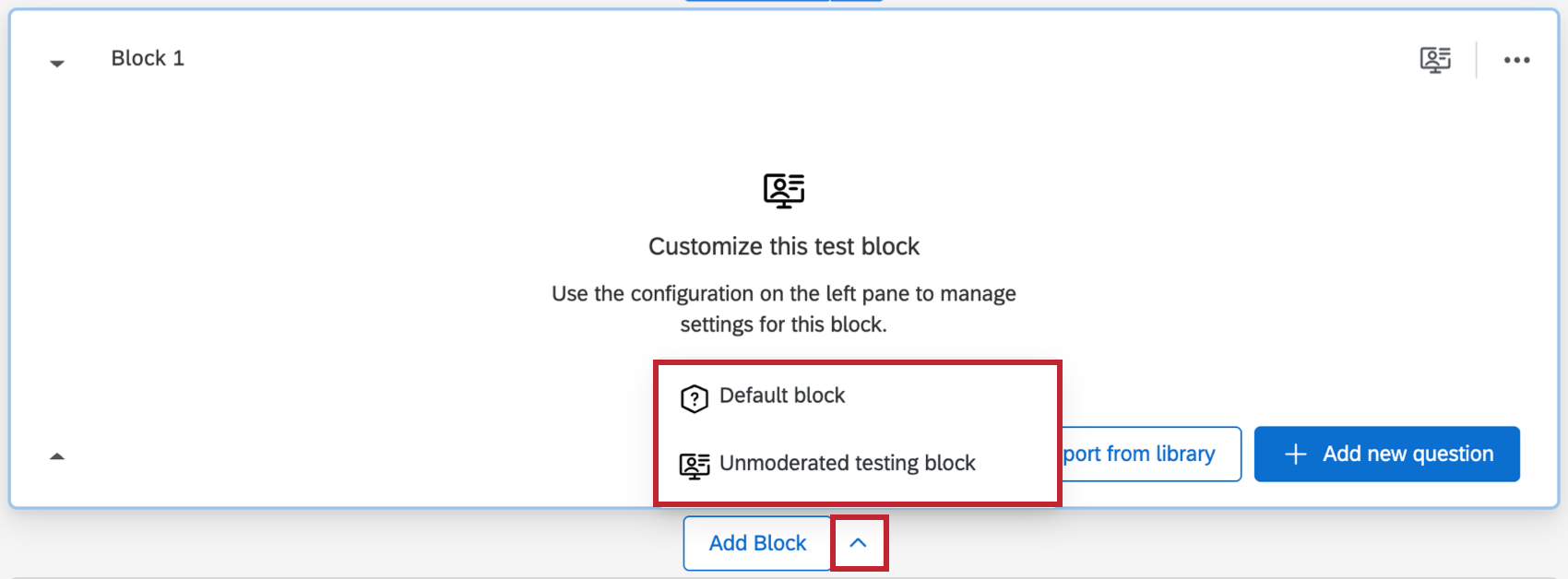 the 2 block options highlighted when you add a new block