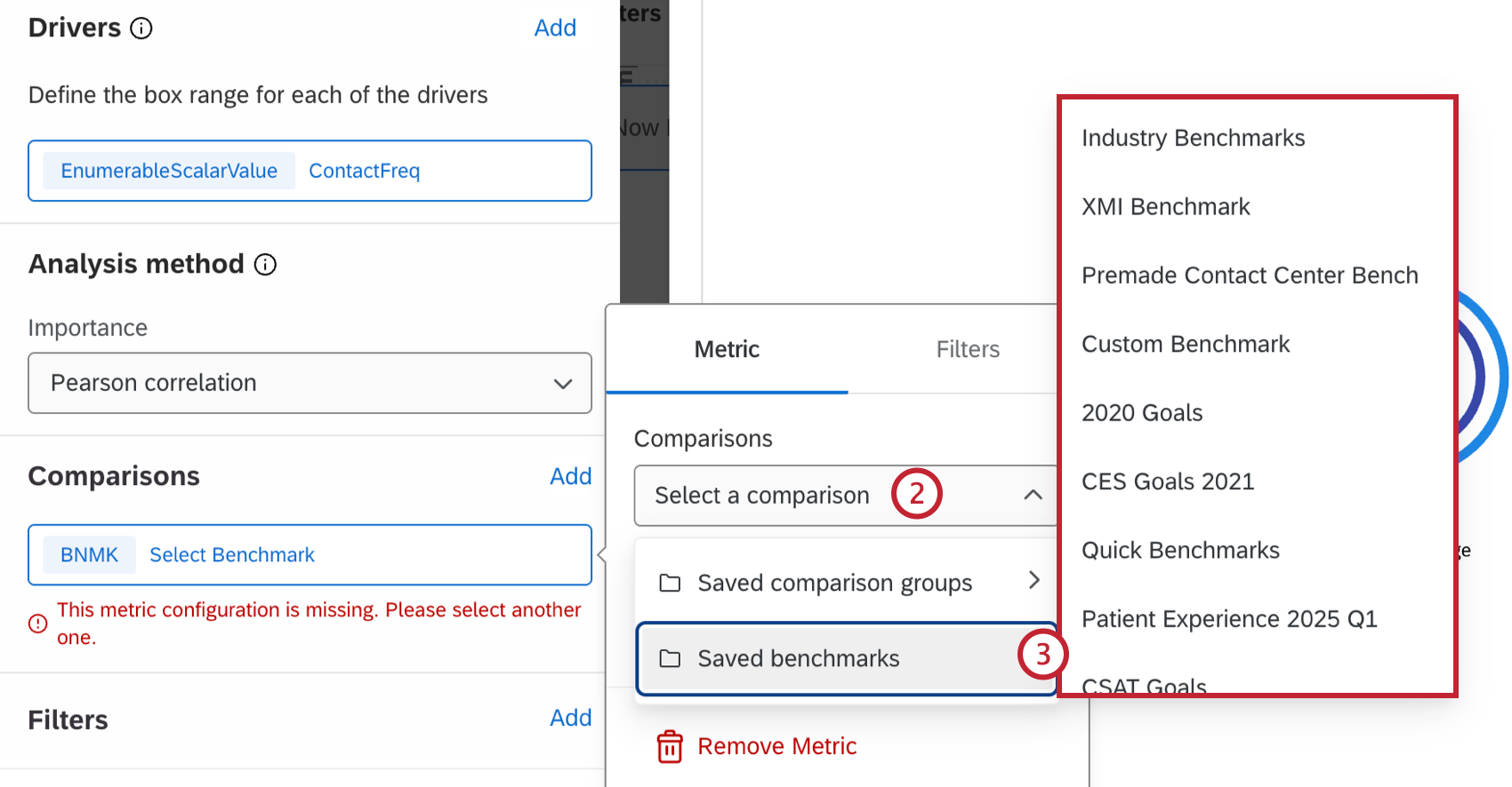 steps to add a saved benchmark comparison