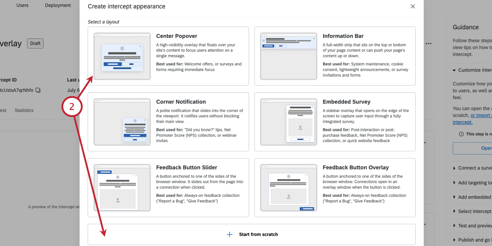 selecting a template or starting from scratch