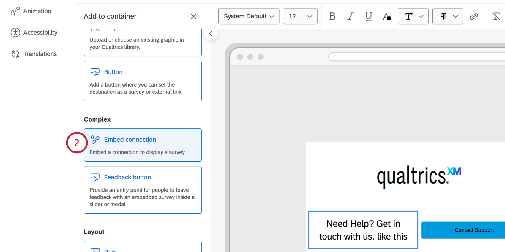 selecting embed connection