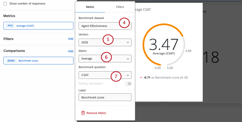 selecting the benchmark for the widget