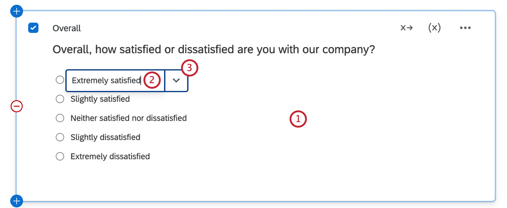 dropdown next to an individual answer choice within a question