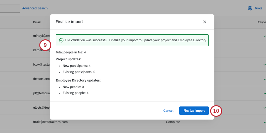 importer explaining what impact the file will have on the project and the directory