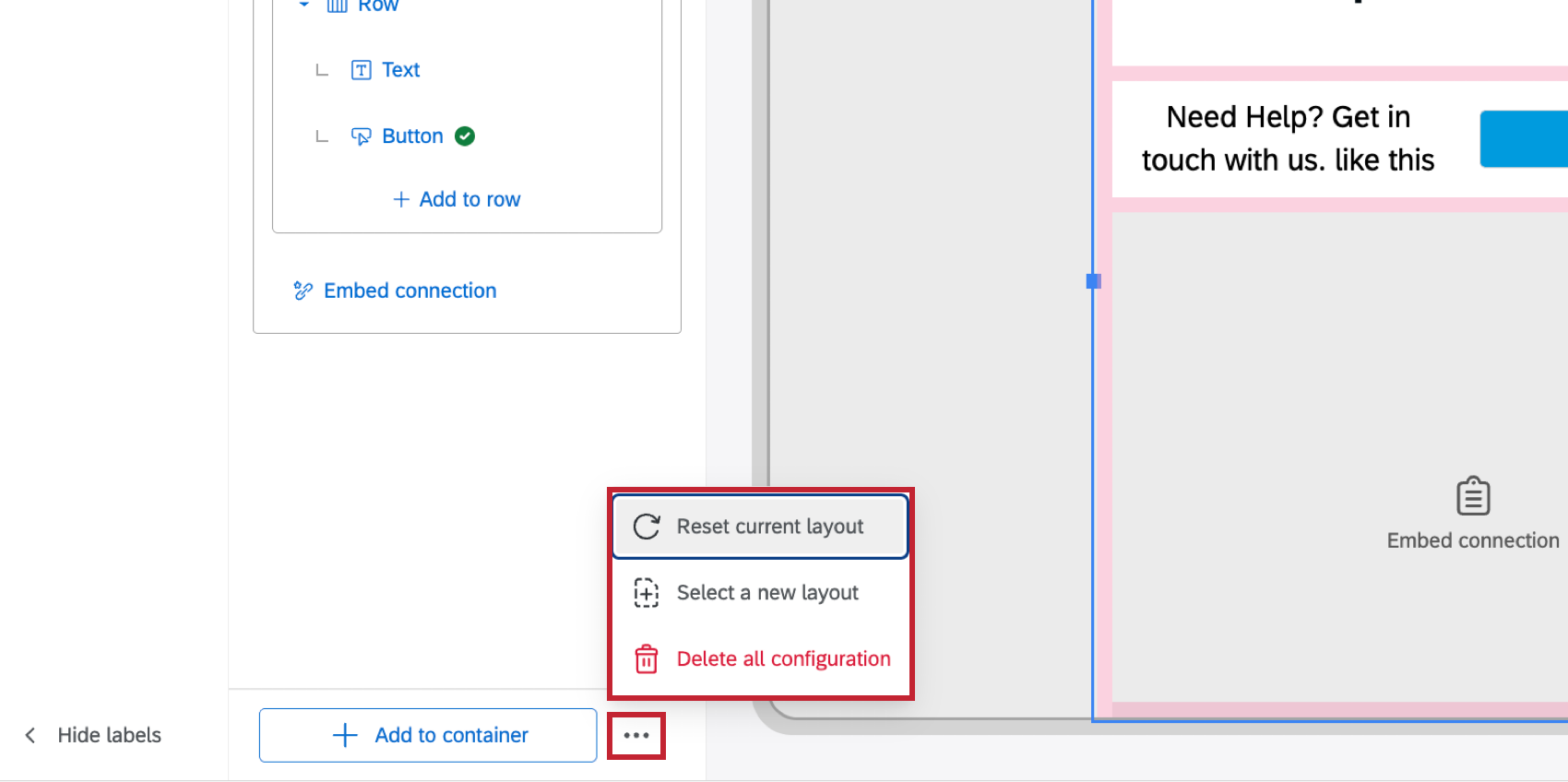 the layout options