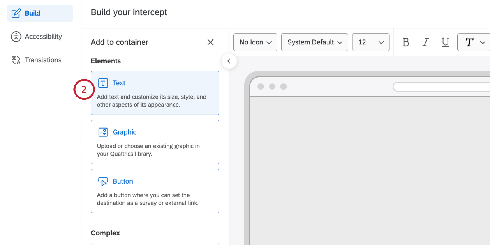 selecting the text element