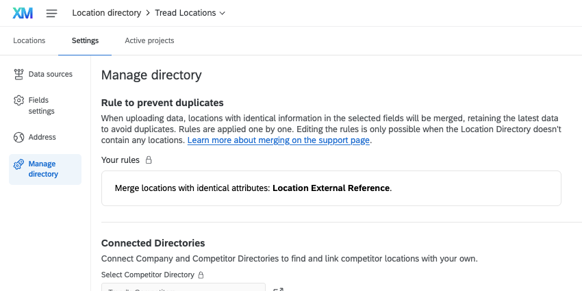 manage directory page of a location directory