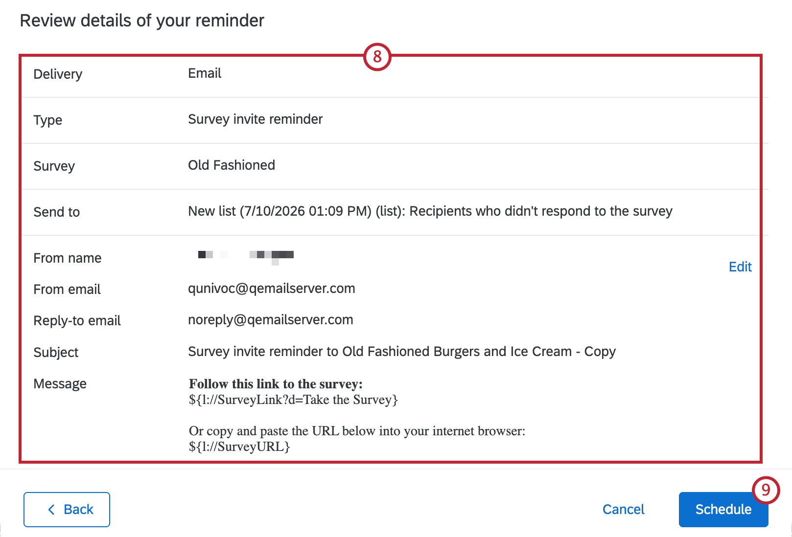 viewing the details of a reminder