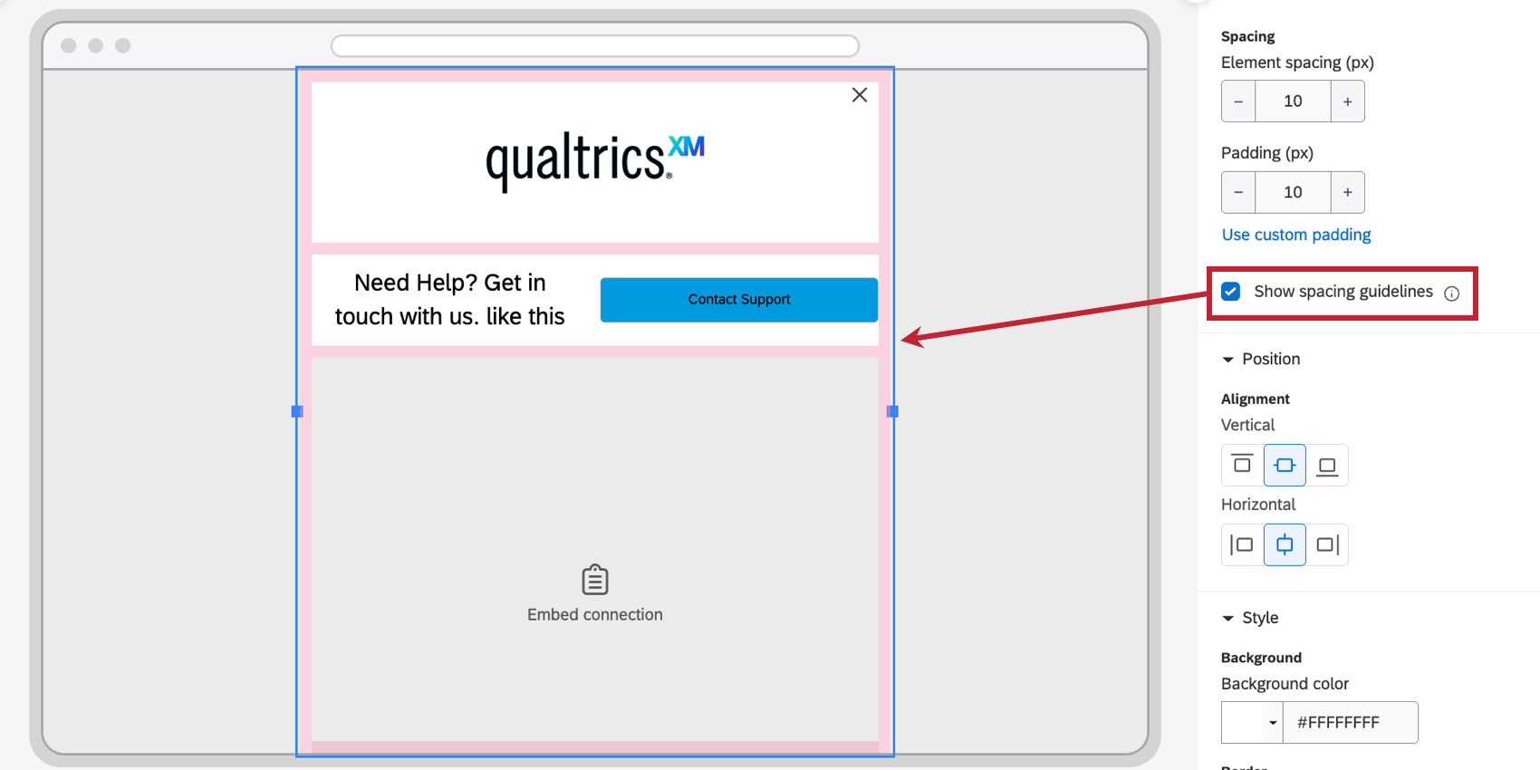 enabling show spacing