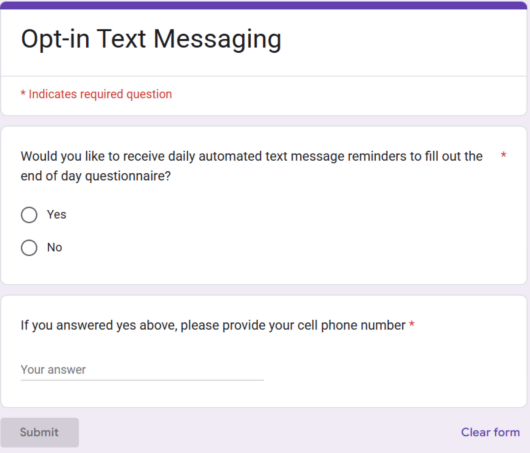 the image shows a form that asks for permission and a phone number, but does not describe the brand name or give any disclosures