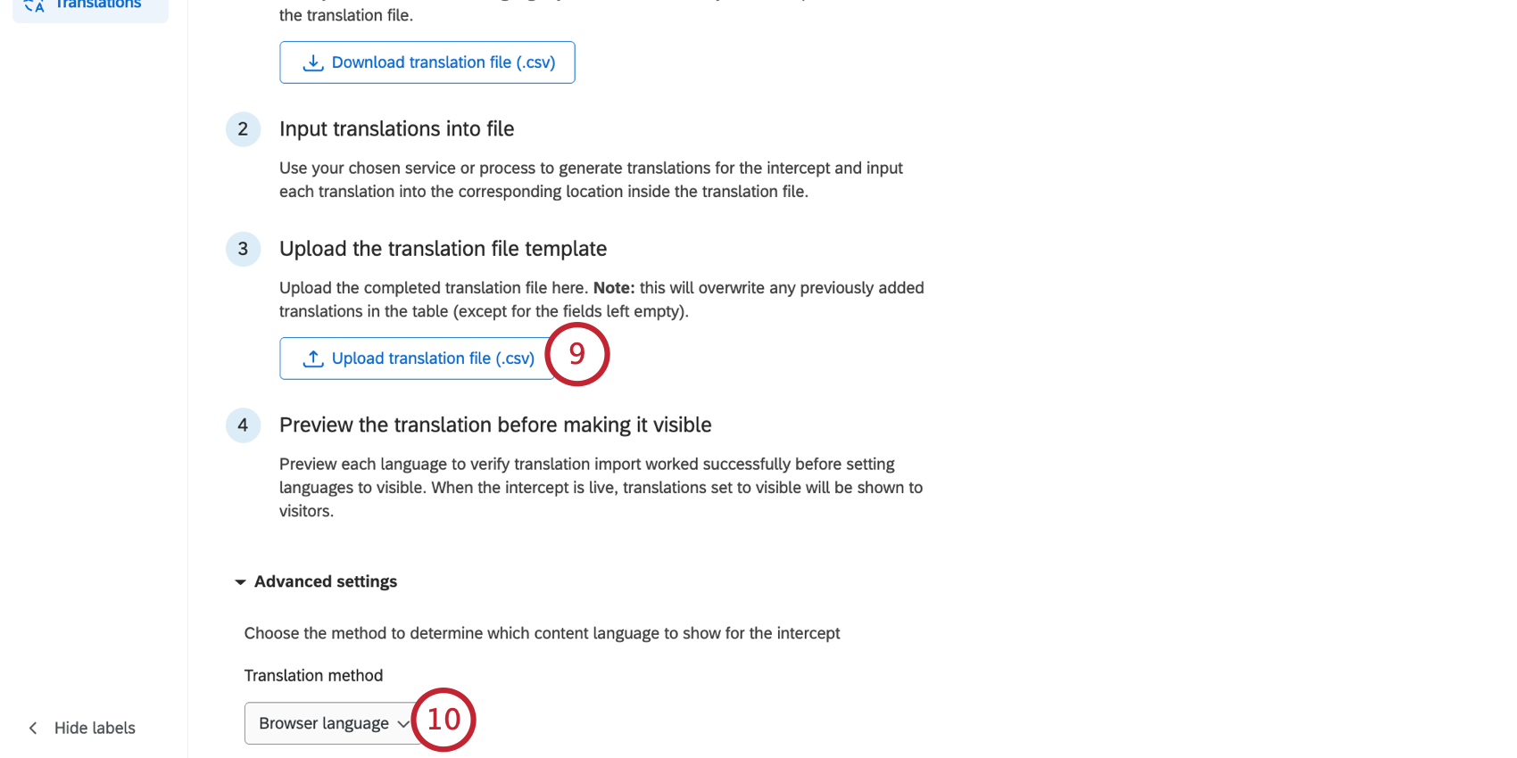 uploading the translation file